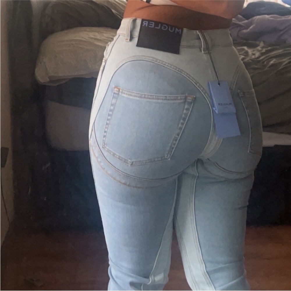 Mugler High Rise Blue Jeans Slim Fit
